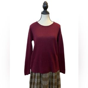 Lord & Taylor 100% Cashmere Burgundy Colour Sweater Size S small mended spot